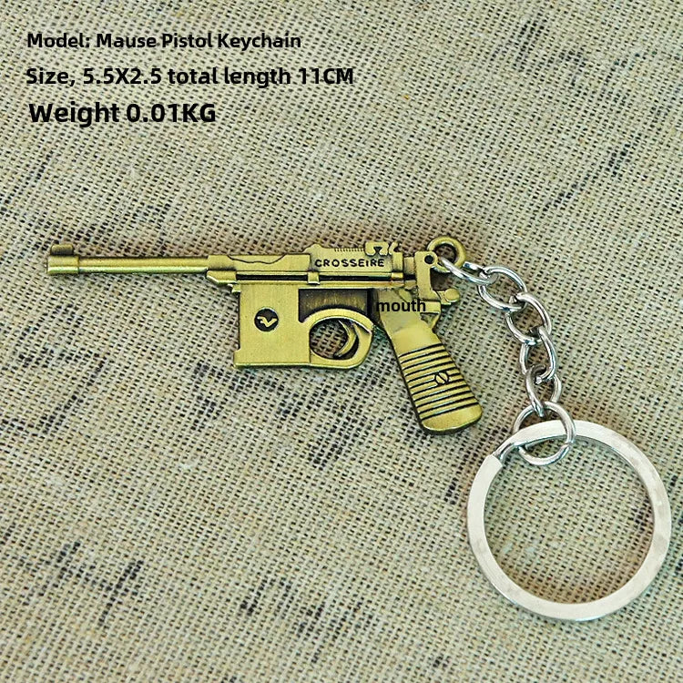 Factory sales metal simulation shell pistol tank aircraft hammer Bell ear spoon keychain uncle souvenir