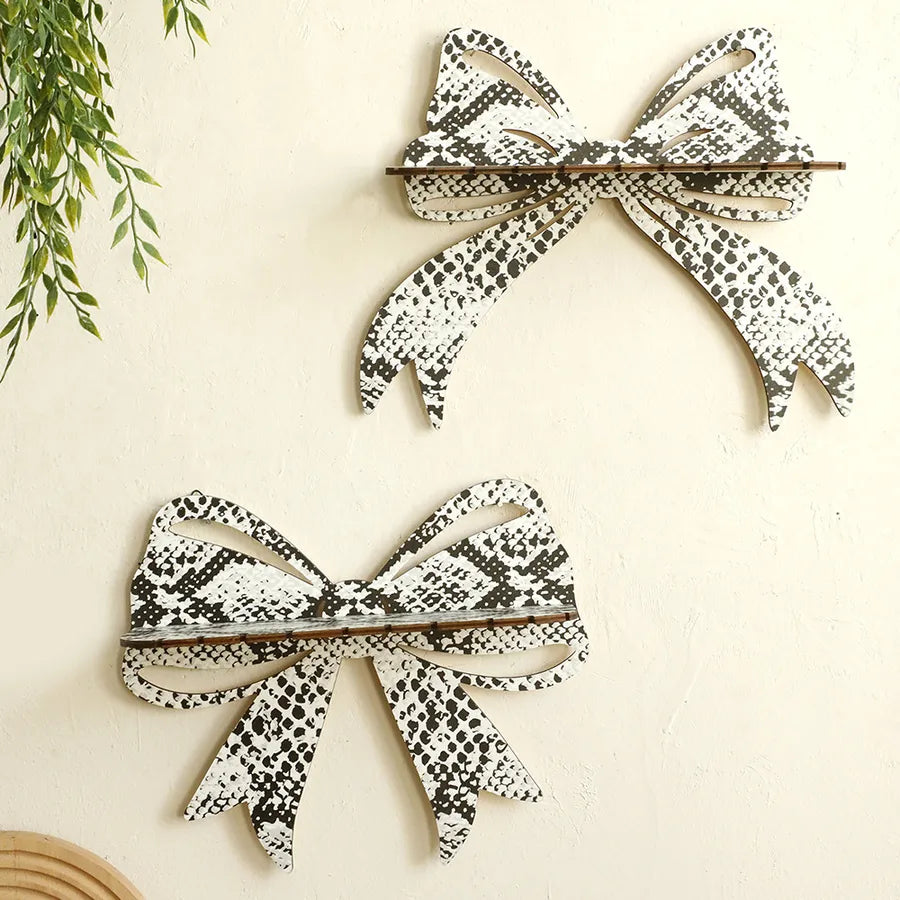 Cute Simple Style Snakeskin Bow Knot Wood Storage Rack Wall Art