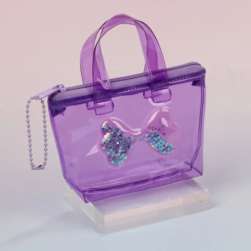 Women's Solid Color Bow Knot PVC Zipper Coin Purses