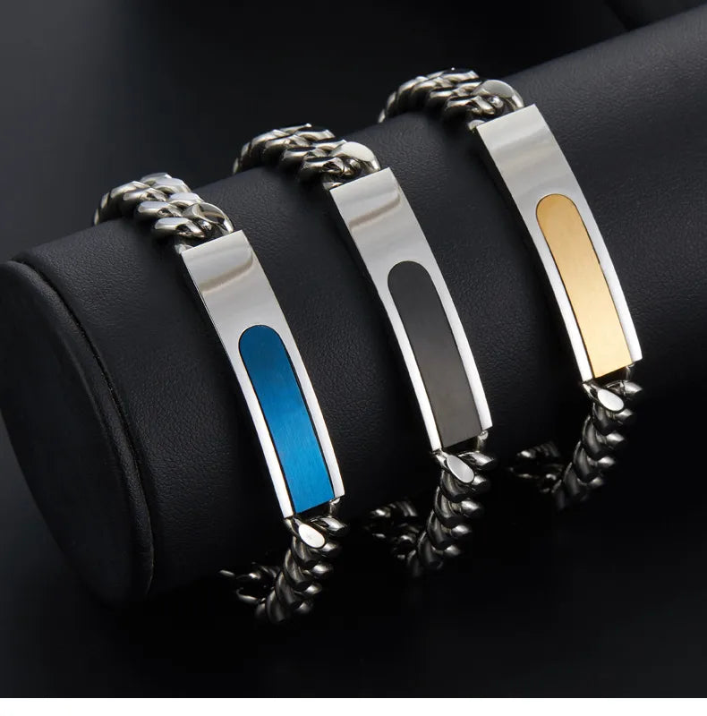 Hip-Hop Geometric 304 Stainless Steel Plating Men's Bracelets Men Chain Bracelets