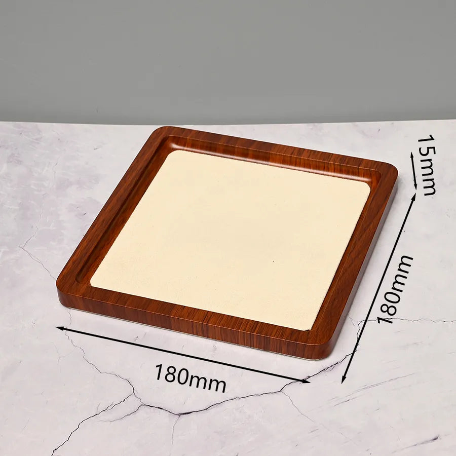 Handmade DIY Jewelry Display Plate Earring Bracelet Ring Square Rectangle Decorative Storage Tray Simple Style Wooden Velvet