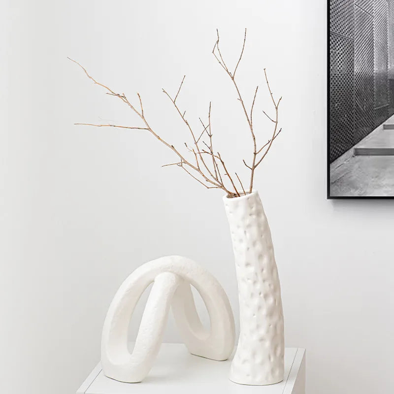 Creative  Simple Abstract Special-Shaped Ceramic Vase Ornaments Flower Arrange Dried Flower Porch TV Cabinet Living Room Decorations