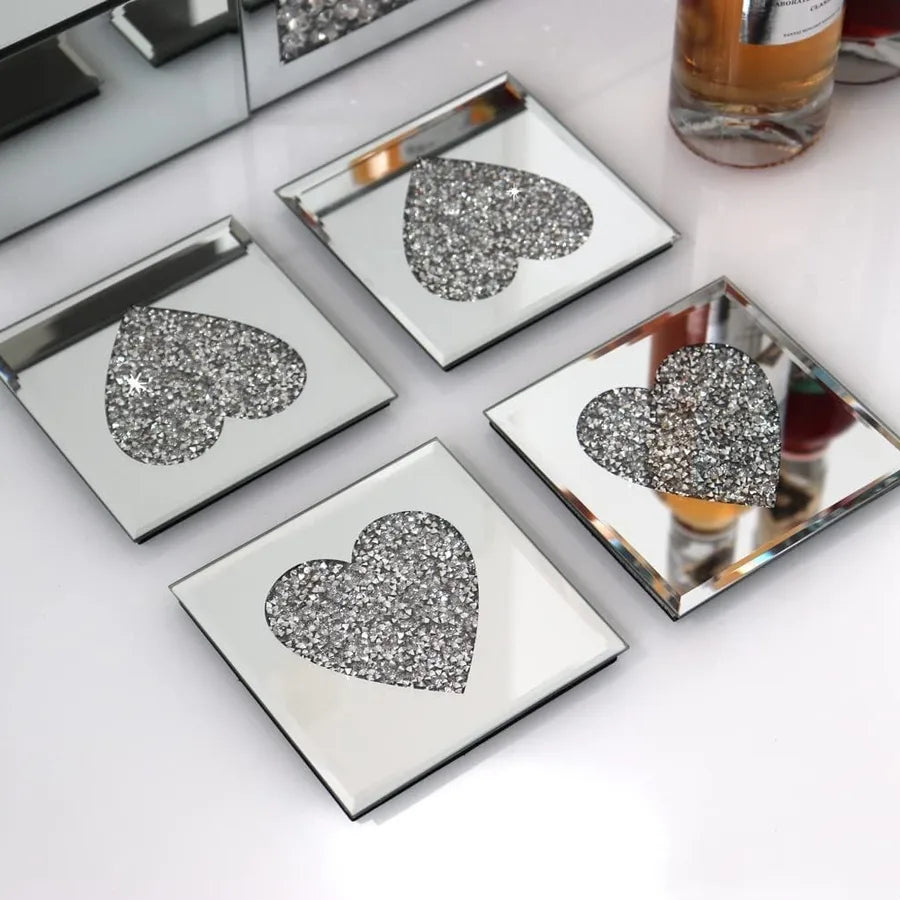 Simple Style Round Square Heart Shape Glass 1 Piece coaster