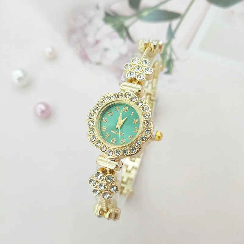 Elegant Flower Single Folding Buckle Quartz Watch Women's Watches