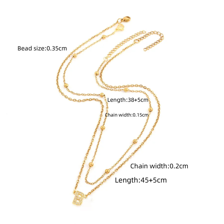 Wholesale Jewelry Simple Style Classic Style Letter 201 Stainless Steel Copper ball chain cable chain Pendant Necklace
