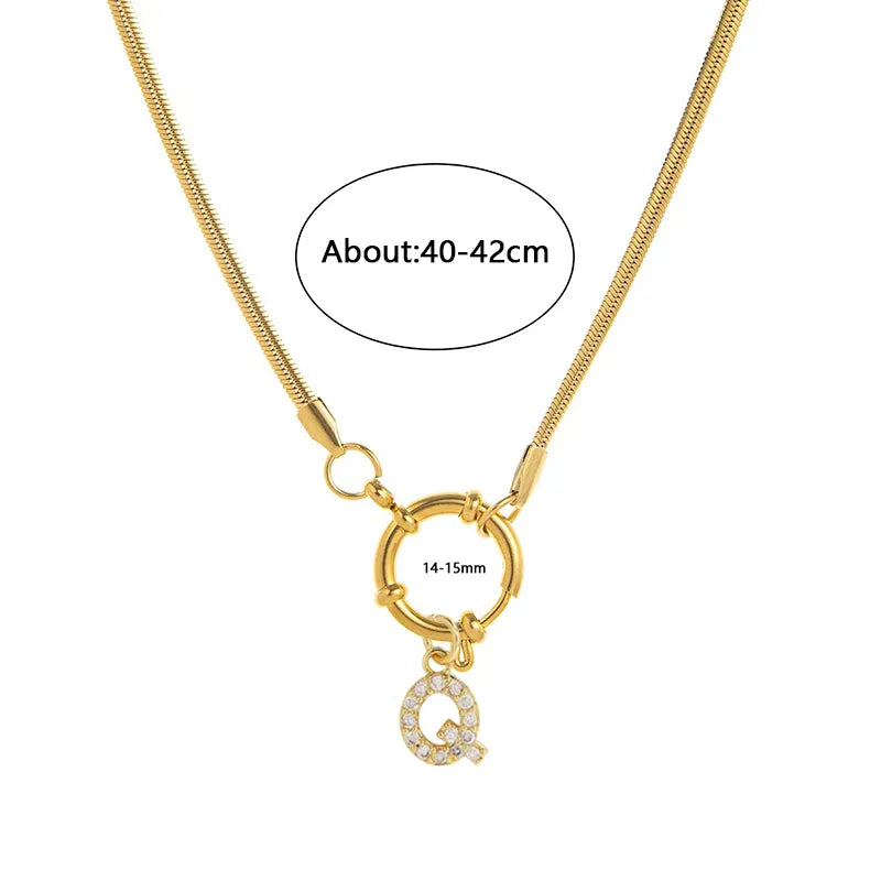 Wholesale Jewelry Vacation Classic Style Pentagram Letter 302 Stainless Steel 18K Gold Plated snake chain Pendant Necklace