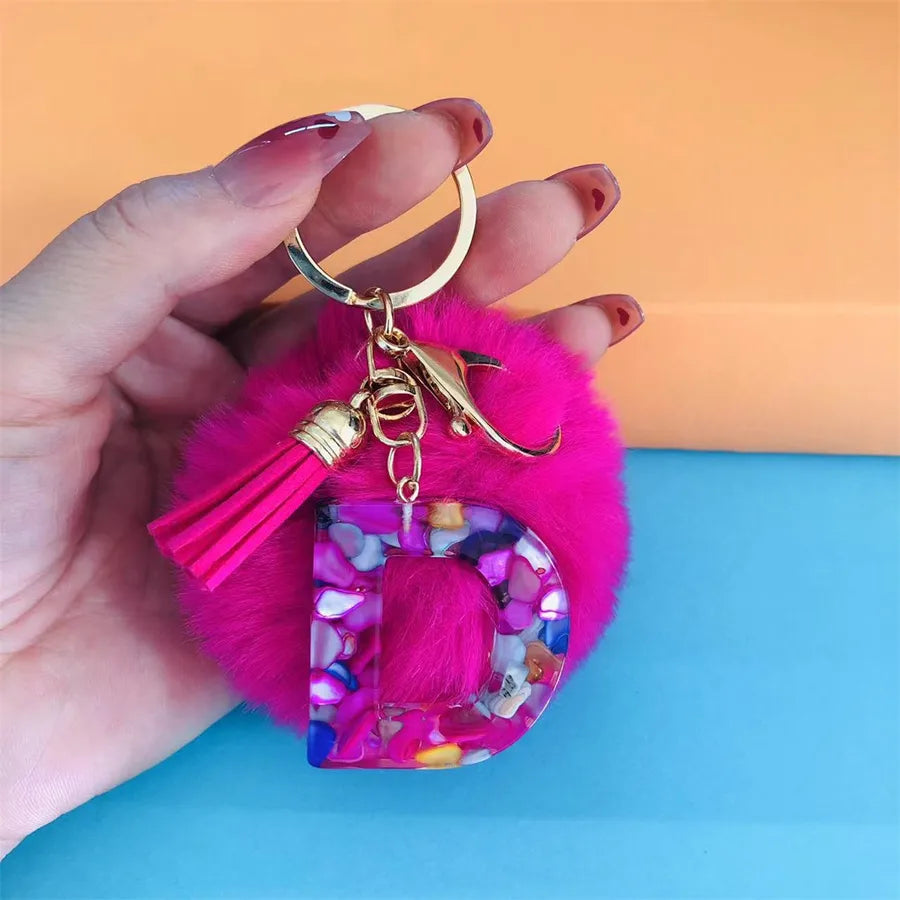 Simple Style Commute Letter Hairball Resin Unisex Bag Pendant Keychain