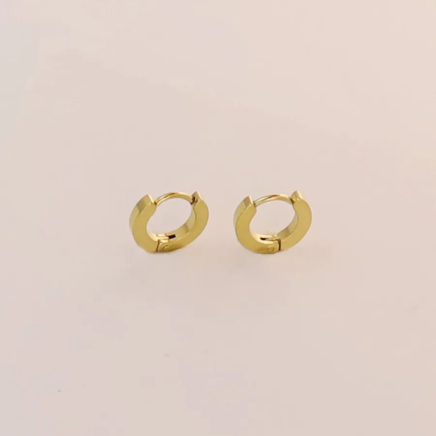 Simple Style Round Solid Color 304 Stainless Steel Earrings 1 Pair
