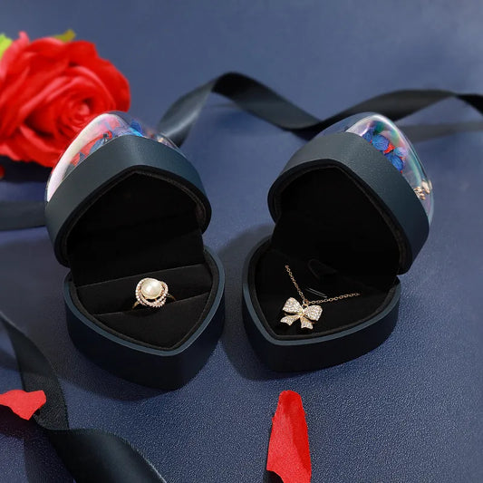 Romantic Valentine's Day Gift Box Flower Box Popular Heart-shaped Immortal Flower Gift Box Jewelry Box Ring Storage Box  Spot
