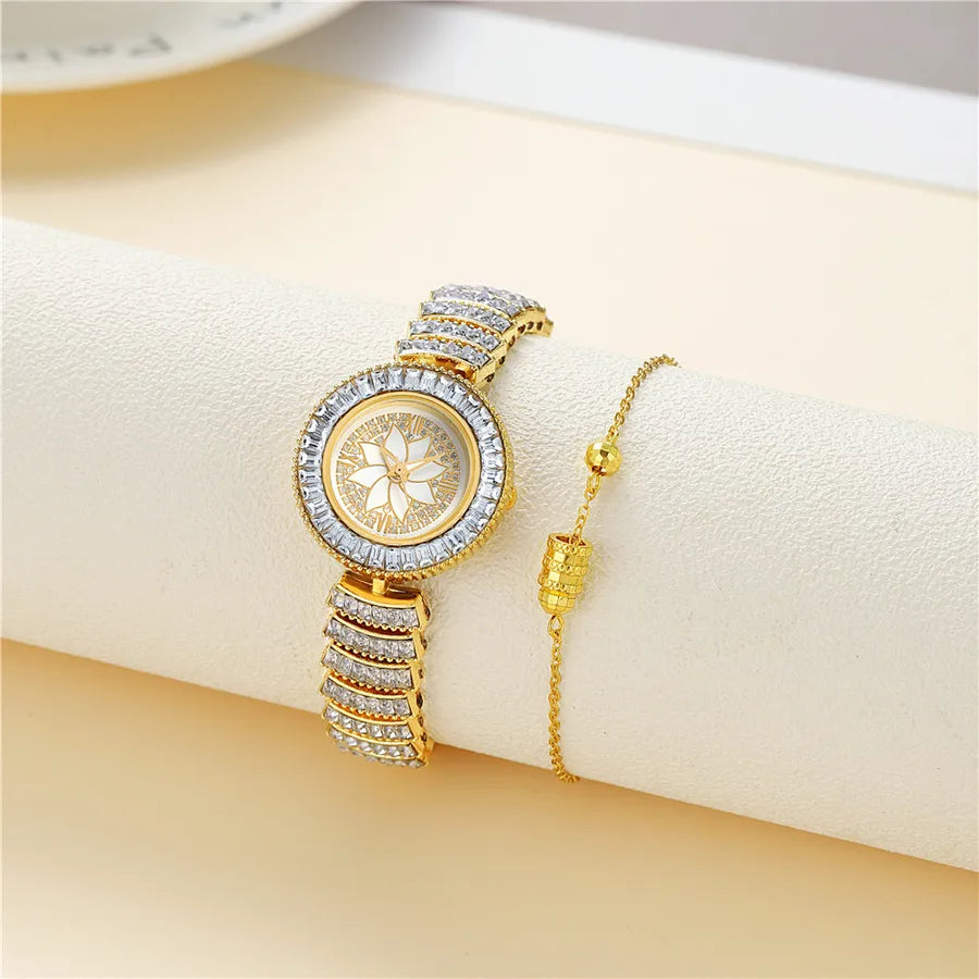 Casual Elegant Lotus Horseshoe Buckle Quartz Women's Watches