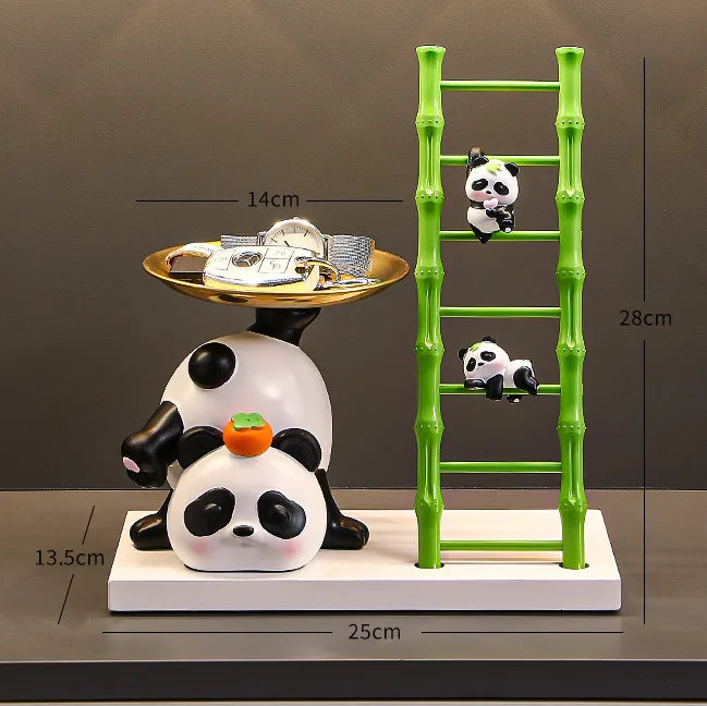 Cute panda decoration key storage living room home decoration creative gift wine cabinet entrance tray