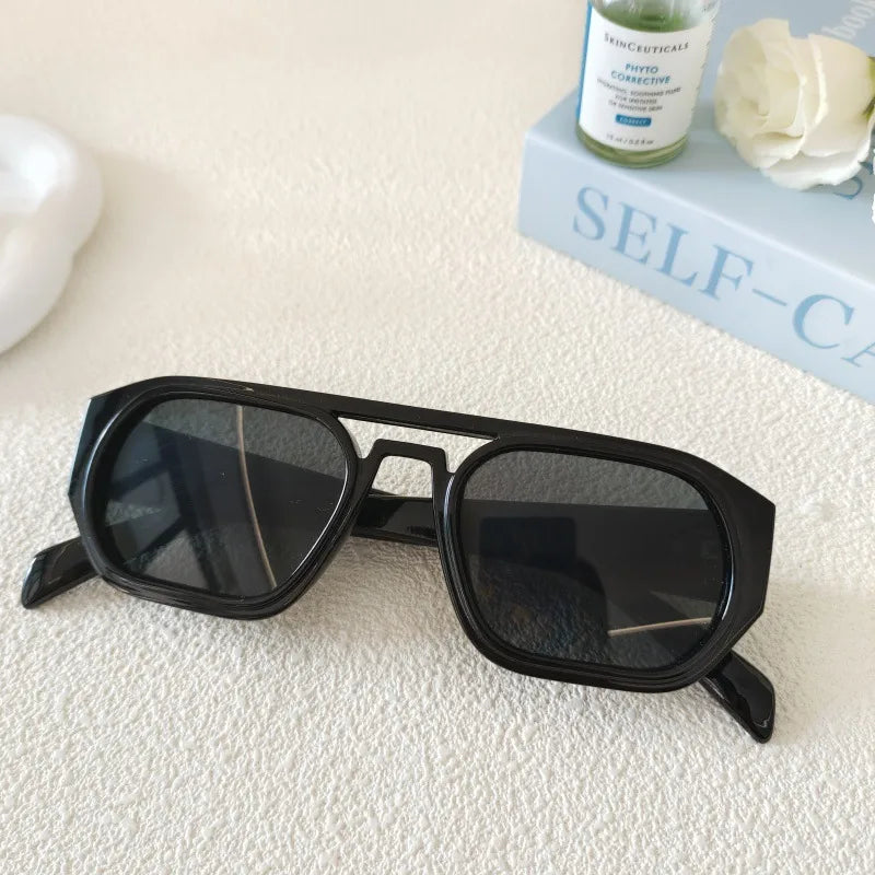 Vacation Solid Color Resin Square Full Frame Men's Sunglasses