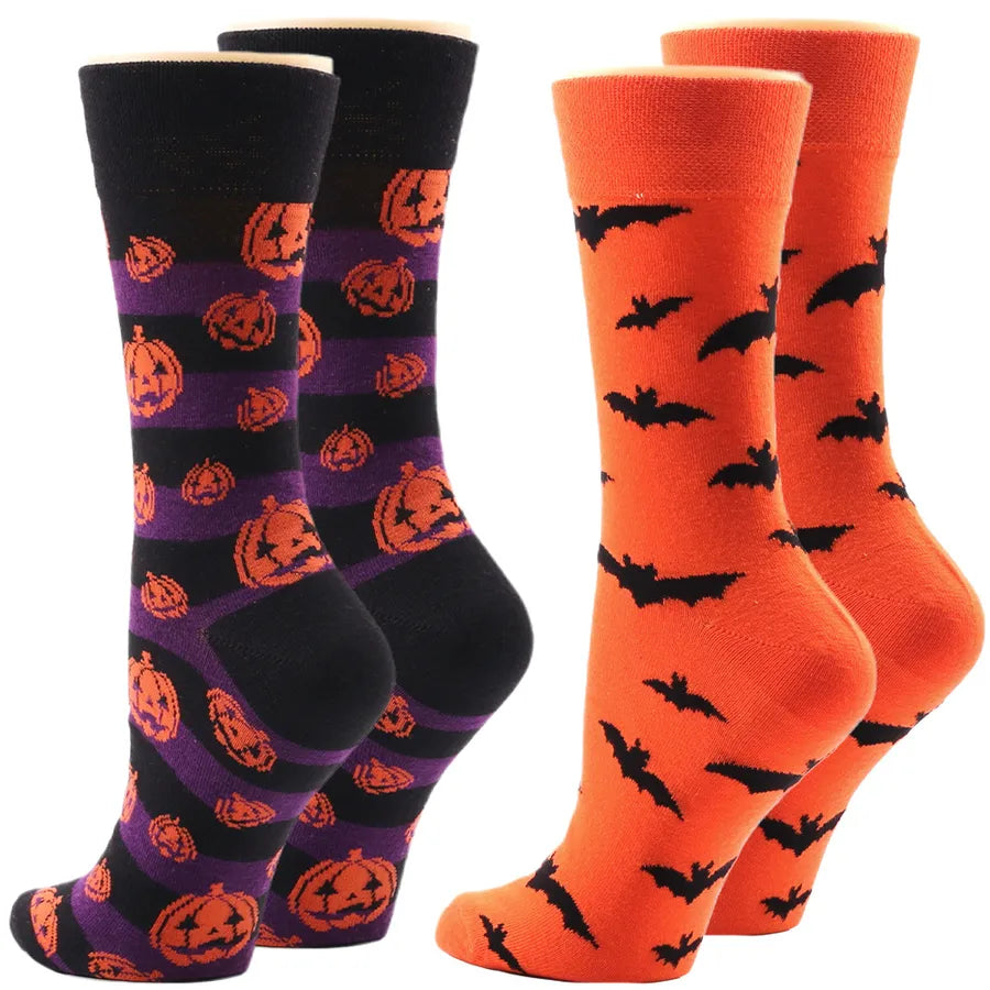 Halloween Casual Unisex Pumpkin Cartoon Bat Nylon Cotton Jacquard Crew Socks