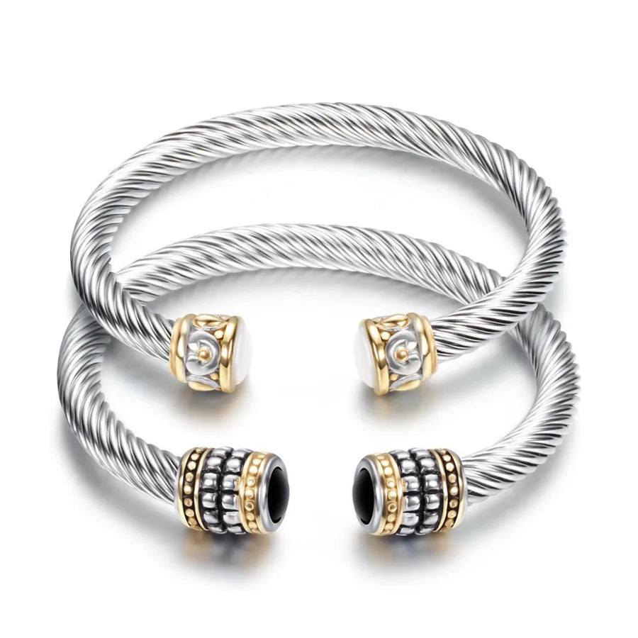 Hip-Hop Retro Color Block 304 Stainless Steel Plating Men's Bangle