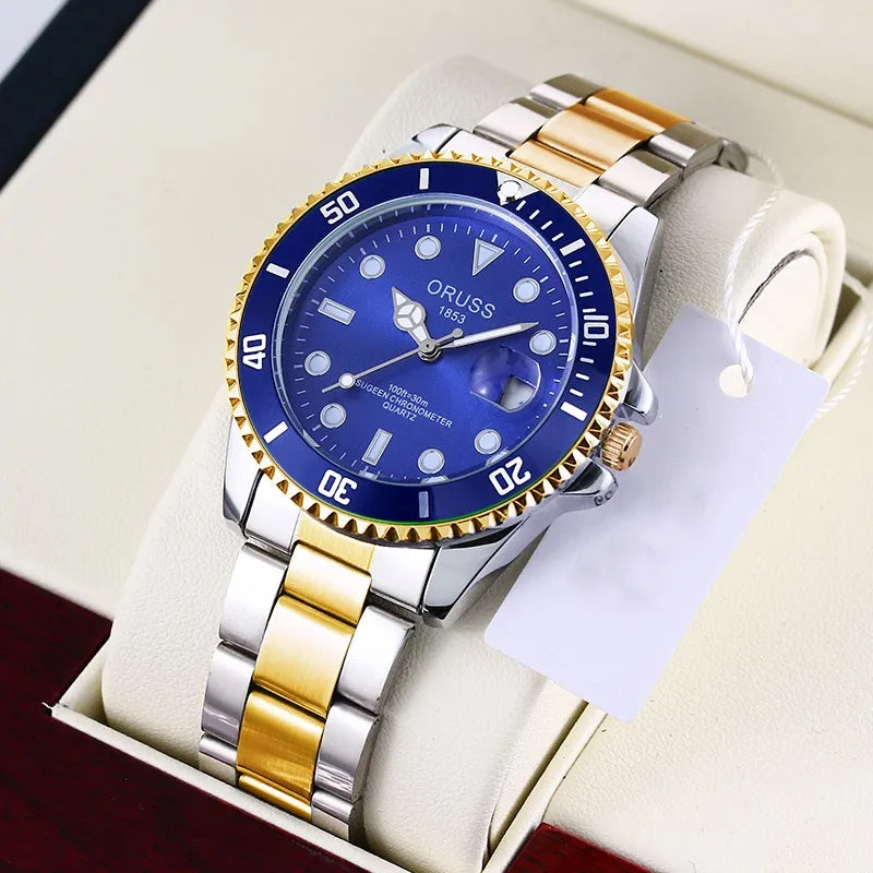 business solid color single folding buckle quartz men's watches