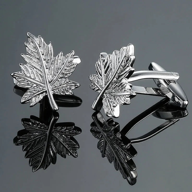 simple style leaf flower copper plating unisex cufflinks 1 pair