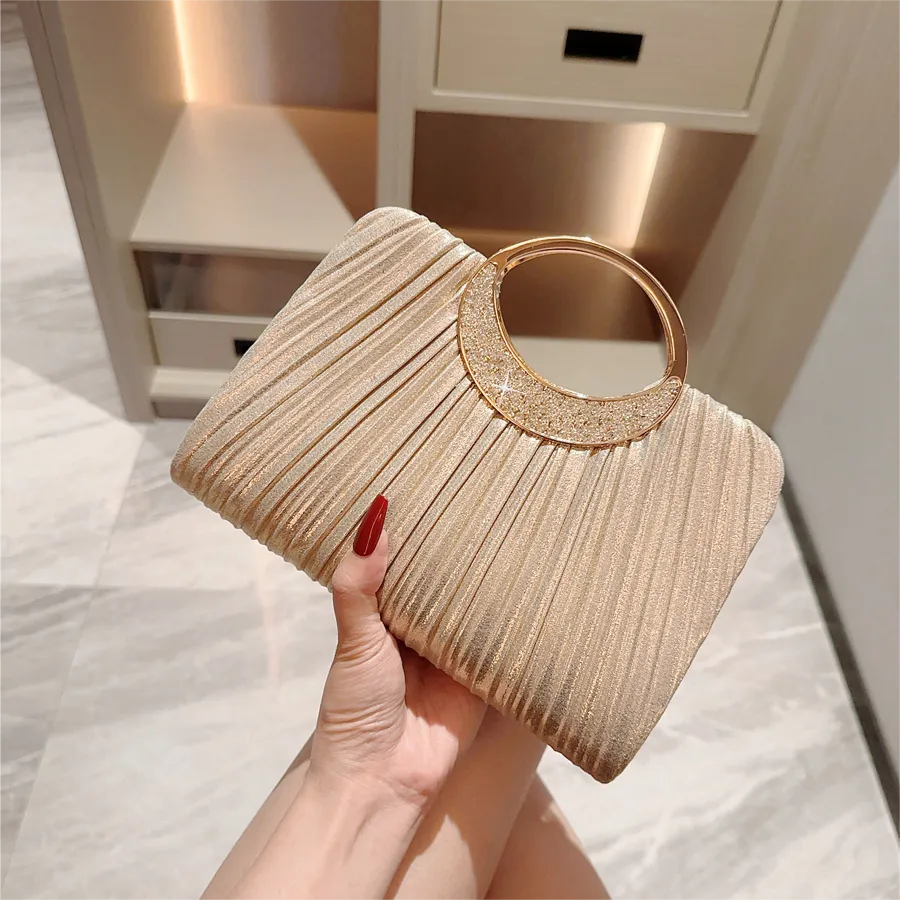 Gold Silver satin Solid Color Square Evening Bags