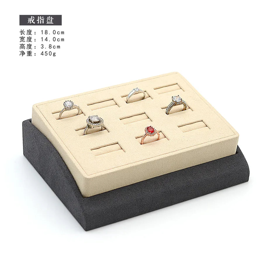 Jewelry Display Tray Counter Ring Necklace Pendants Earring Storage Plate High-End Feelings Super Fiber Material Jewelry Stand