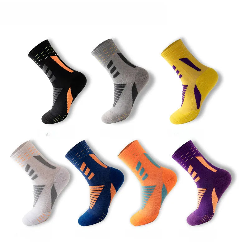 Autumn and Winter New Men's Socks Breathable Sweat-Absorbing Towel Bottom Sports Socks Fashionable Basketball Socks Socks Men's Medium Socks