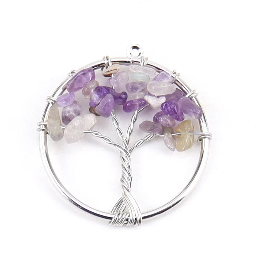simple style lucky tree natural stone agate wholesale pendants