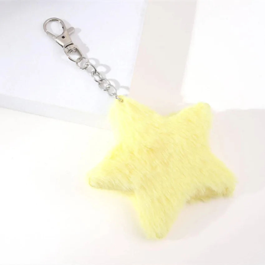 cute star imitation fur alloy bag pendant keychain