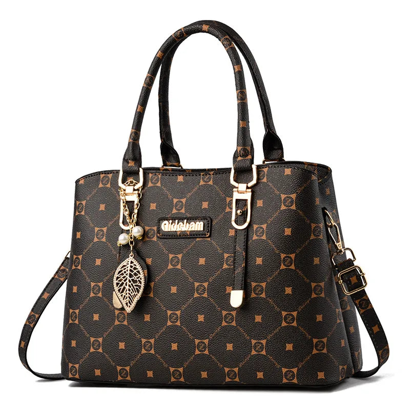 Women's Medium Pu Leather Lattice Vintage Style Square Zipper Handbag