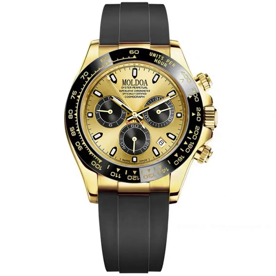 Panda di hollow-out fake mechanical watch men's real three-eye luminous calendar waterproof   TikTok fast hand