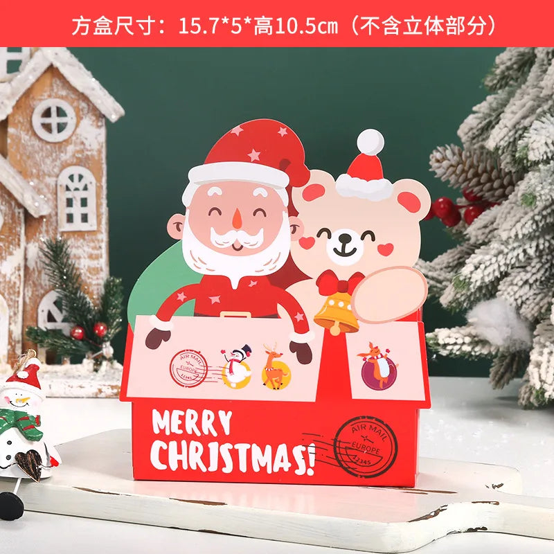 Portable Christmas Santa Claus Cartoon Candy Packaging Box Biscuit Box Snowflake Snack Box For Children Holiday Gift Box