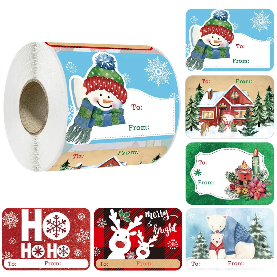 Christmas Cute Vacation Santa Claus Kraft paper adhesive sticker Christmas