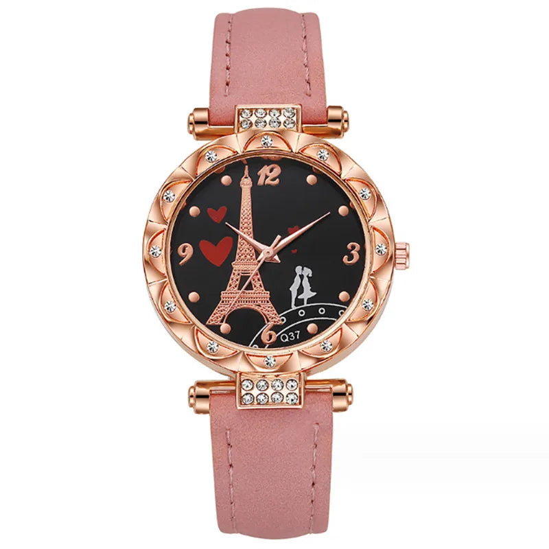 Casual Tower Heart Shape Buckle Quartz Watch Women's Watches