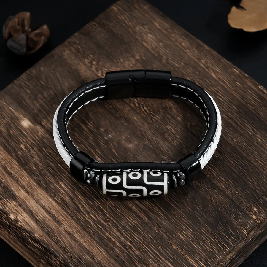 Retro Streetwear Geometric Pu Leather Men's Bracelets Men Cord & Leather Bracelets