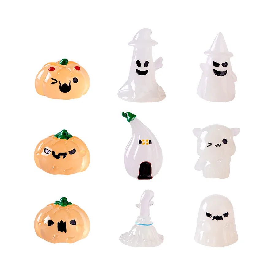 Glowing Resin Pumpkin Devil Halloween Decorations Micro Landscape Creative Cute Ghost Accessories Night Light Scenic Spot