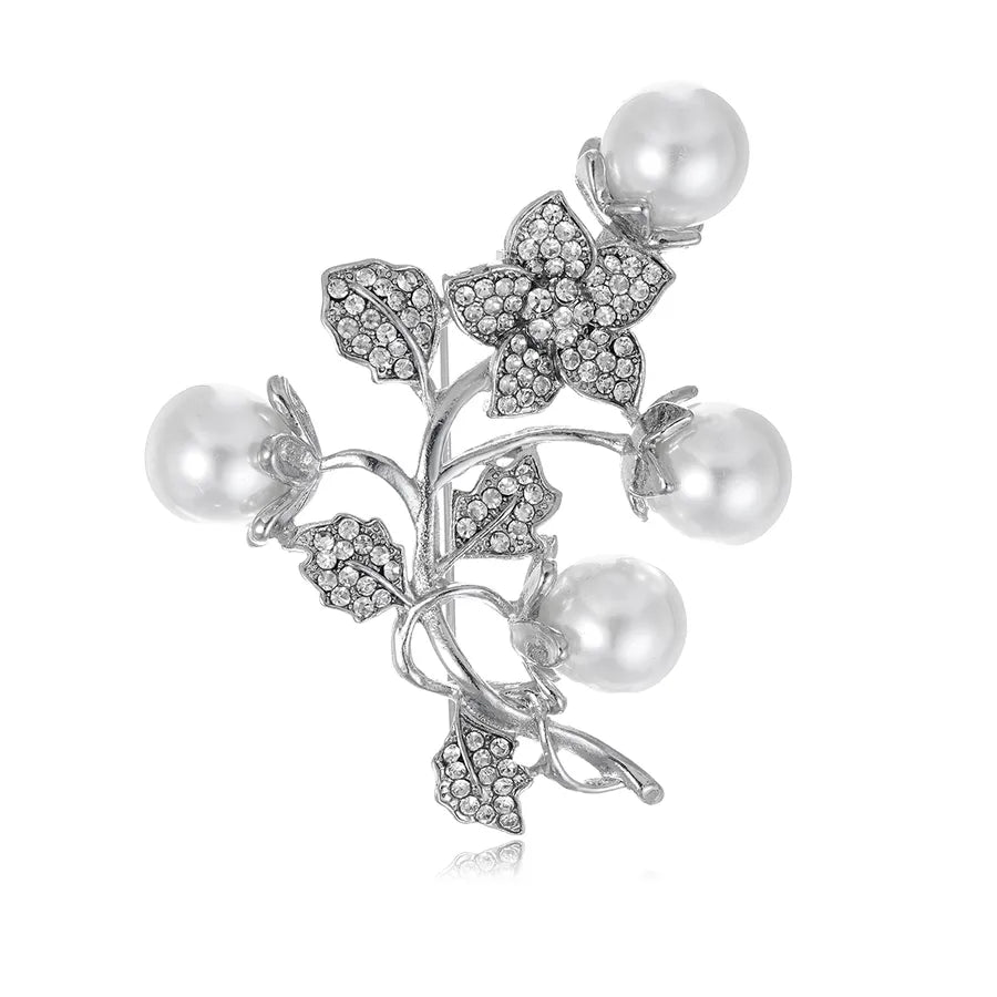Fashionable Vintage Pearl Glazed Basket Brooch Pin Trendy Bouquet Brooch Pins Alloy Jewelry Accessory For Men And Women
