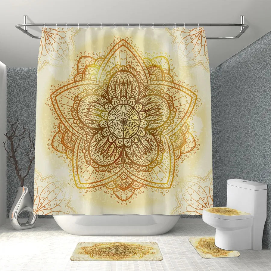 Simple Style Classic Style Geometric Polyester Shower Curtain foot pad Toilet mat Bathing