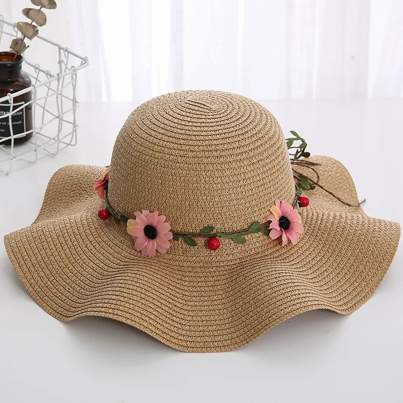 Women's Korean Style Flower Flowers Side Of Fungus Straw Hat
