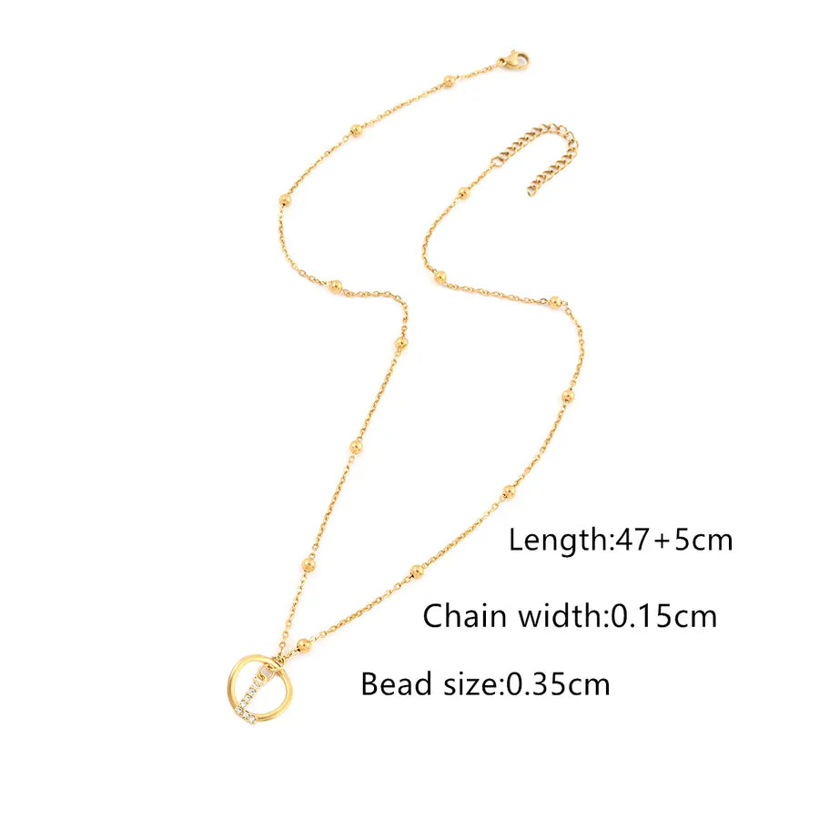 Wholesale Jewelry Casual Elegant Simple Style Letter 201 Stainless Steel 304 Stainless Steel Copper Zircon ball chain Pendant Necklace