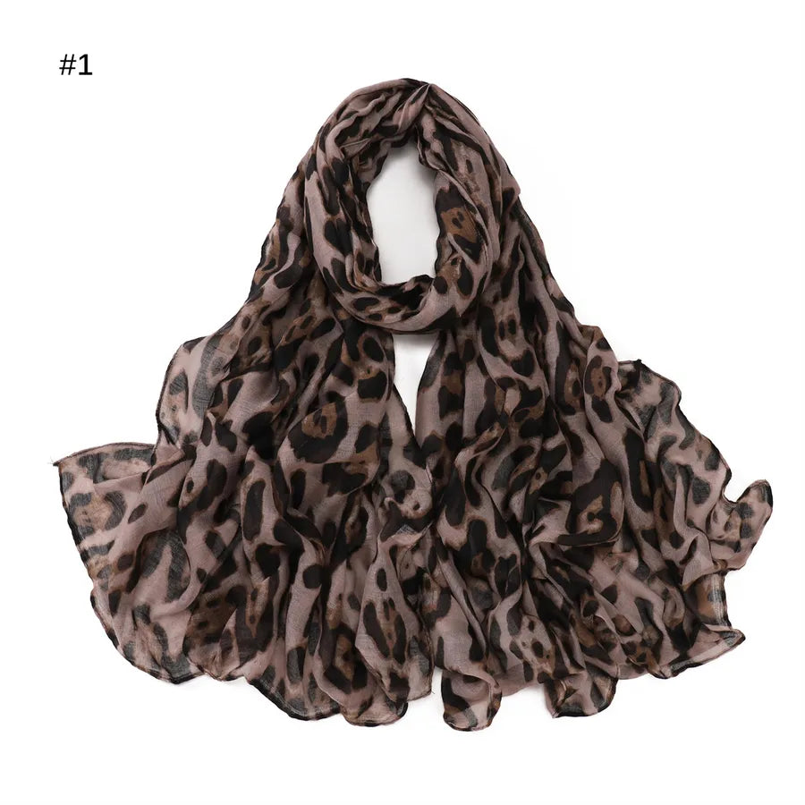 Women's Vintage Style Classic Style Leopard Voile Silk Scarf
