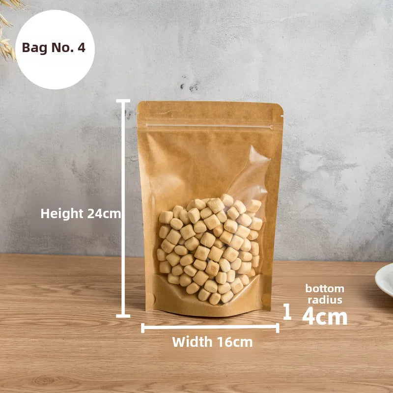 Yin and Yang Kraft Paper Self-sealing Bag Window Translucent Bag Tea Nut Food Packaging Bag Yin and Yang Self-sealing Bag