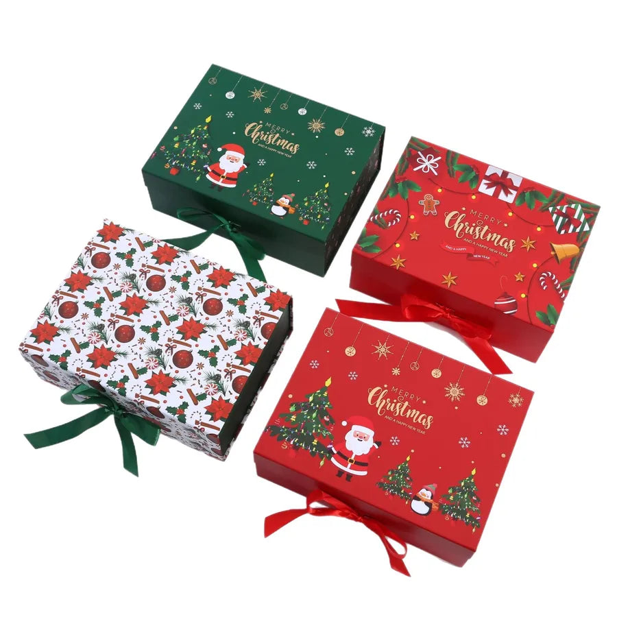 Christmas Gift Box Butterfly Knot Magnetic One-Piece Packaging Box Elegant Simple Style White Card Paper Christmas Gifts