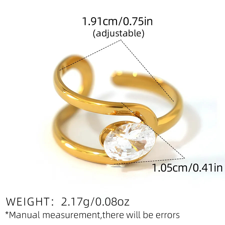 Wholesale Jewelry Casual Simple Style Geometric 304 Stainless Steel 18K Gold Plated Adjustable Ring