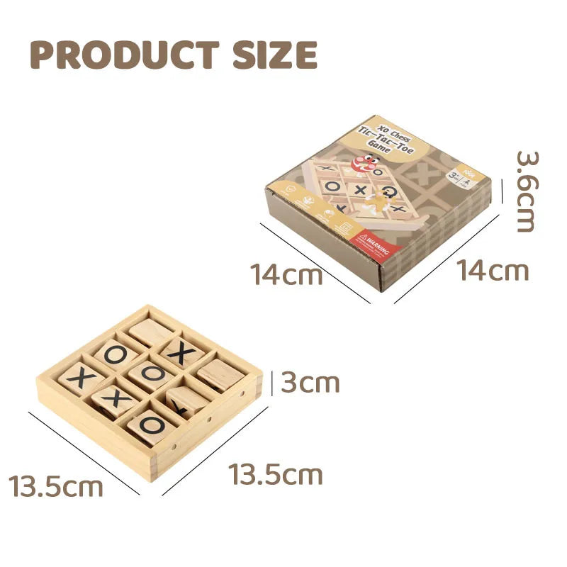 Educational Wooden XOXO Checkers Game For Kids Fun Interactive Dual Player Challenge Kindergarten Tabletop Toy Logical Thinking