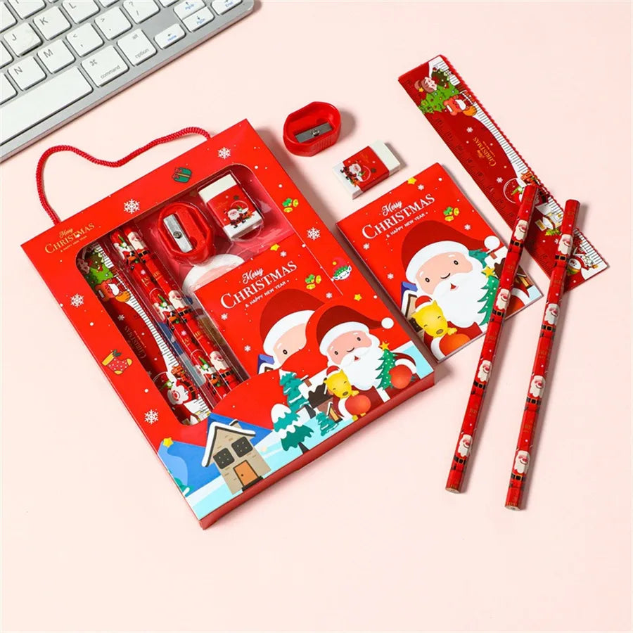 1 Set Cartoon School Christmas Wood Preppy Style Pencil