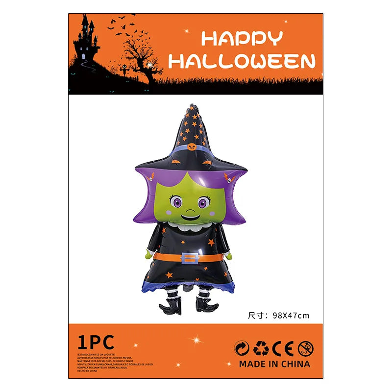 Halloween Decorations Pumpkin Spider Back Card Single Aluminum Foil Balloon Ghost Festival Skull Funny Bar Balloon