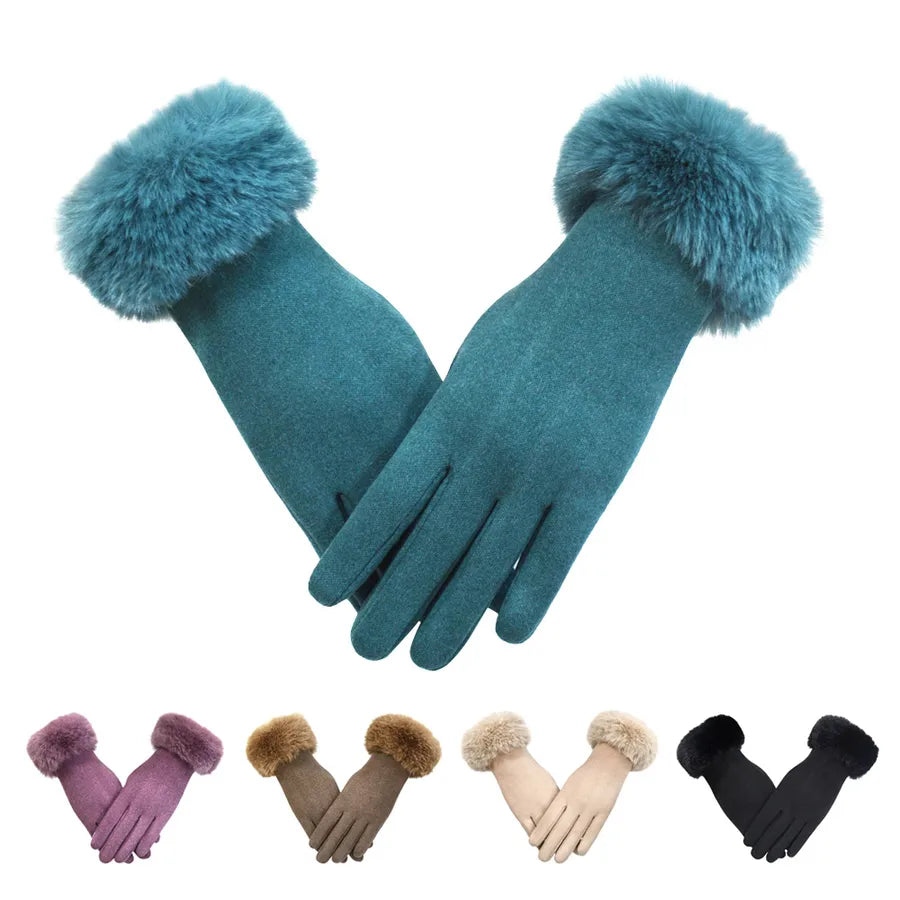 Women's Winter Fashion Touchscreen Gloves Warm Cycling Cold Proof Gloves Stylish Basic Design Polyester Fabric Hand Warmer