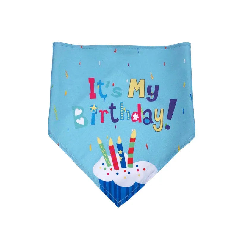 Cute Polyester Birthday Cartoon Printing pet saliva towel Pet Hat