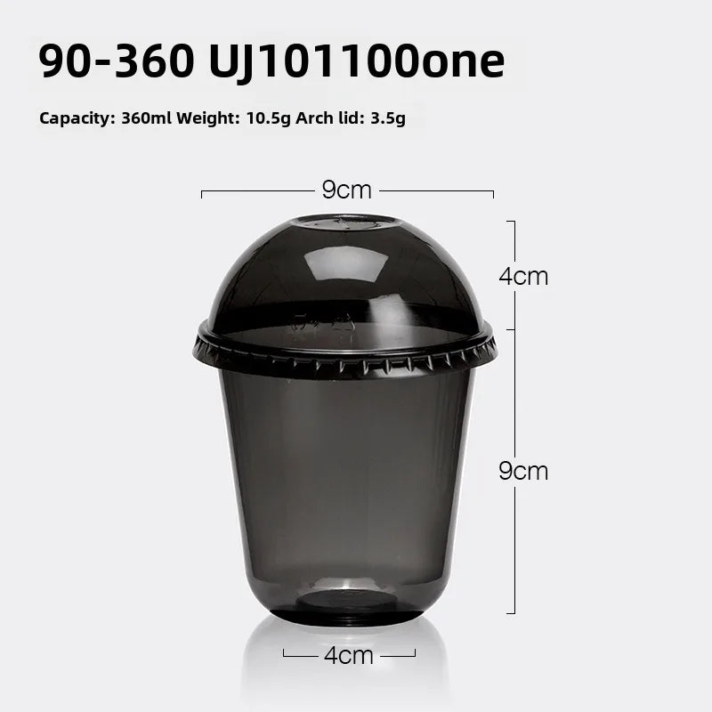 Horn flower disposable cup black plastic ice coffee cup PET cold drink Net red milk tea small black cup with lid