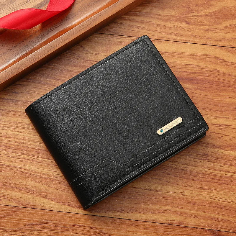 Men's Solid Color Pu Leather Open Small Wallets