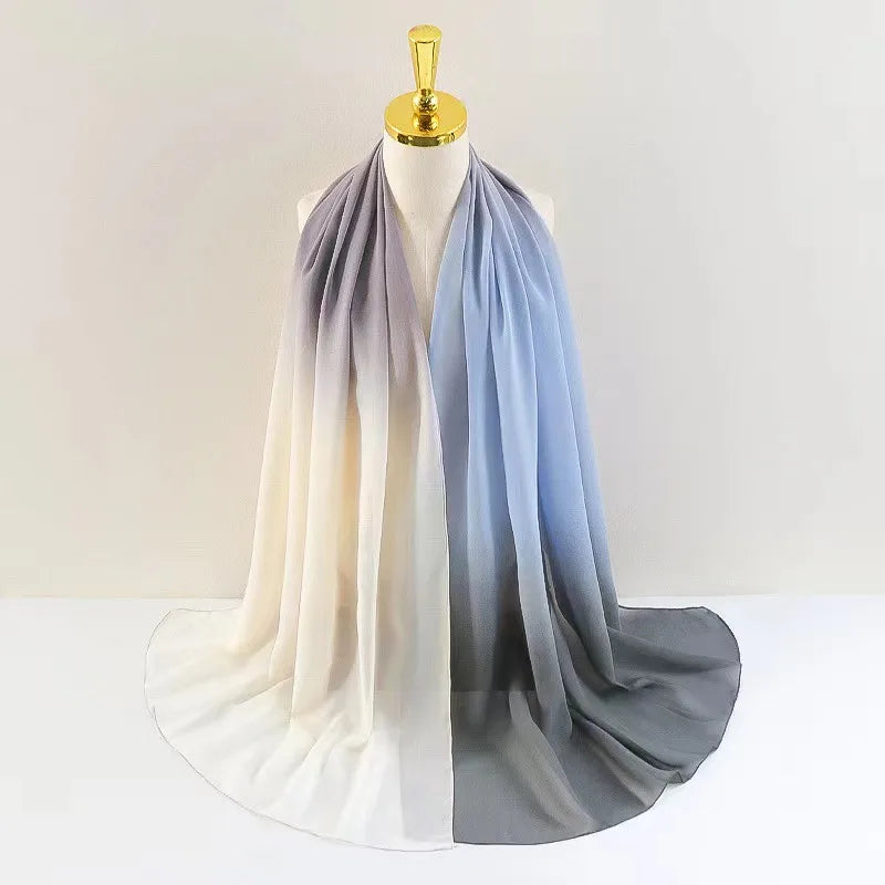 women's casual solid color chiffon printing scarf kerchief