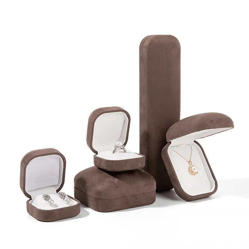simple style solid color flannel jewelry boxes