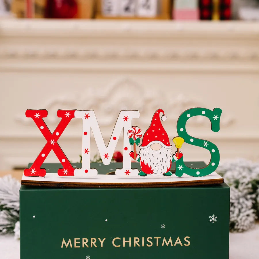 Christmas Cartoon Style Letter Snowman Wood Party Ornaments